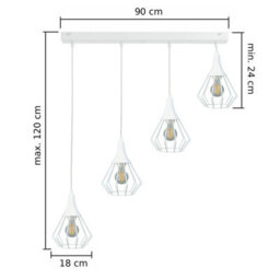 Luminosa Lighting Luminosa Selene Bar Pendant Ceiling Light White 4X E27 - thumbnail 2