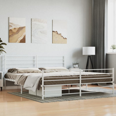 Berkfield Metal Bed Frame With Headboard And Footboard White 193X203 Cm - image 1