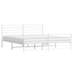 Berkfield Metal Bed Frame With Headboard And Footboard White 193X203 Cm - thumbnail 4