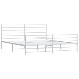 Berkfield Metal Bed Frame With Headboard And Footboard White 193X203 Cm - thumbnail 5