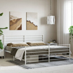 Berkfield Metal Bed Frame With Headboard And Footboard White 193X203 Cm - thumbnail 3