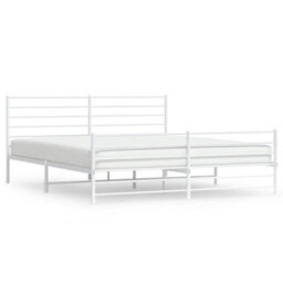 Berkfield Metal Bed Frame With Headboard And Footboard White 193X203 Cm - thumbnail 2