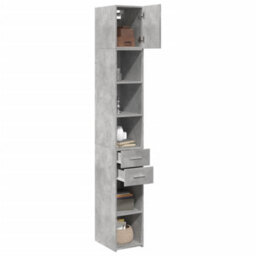 Berkfield Slim Storage Cabinet Concrete Grey 30X42.5X225 Cm Engineered Wood - thumbnail 3