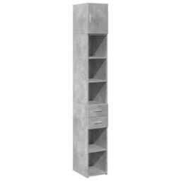 Berkfield Slim Storage Cabinet Concrete Grey 30X42.5X225 Cm Engineered Wood - thumbnail 2