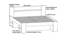 Impact Furniture White King Size Bed Frame Storage Shelves Built In Shelving Euro 160Cm Solid Wood Slats Nepo - thumbnail 6