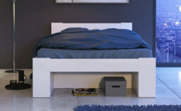 Impact Furniture White King Size Bed Frame Storage Shelves Built In Shelving Euro 160Cm Solid Wood Slats Nepo - thumbnail 4