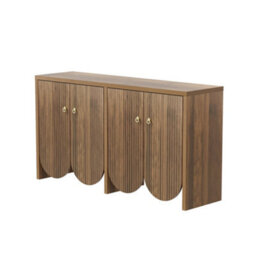 Abrihome Walnut Look Sideboard With 4 Doors & Adjustable Shelves-147X40X80 Cm Storage Cabinet With Aluminum Handles For Living Room - thumbnail 7