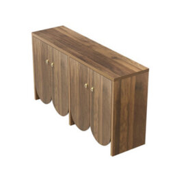 Abrihome Walnut Look Sideboard With 4 Doors & Adjustable Shelves-147X40X80 Cm Storage Cabinet With Aluminum Handles For Living Room - thumbnail 9