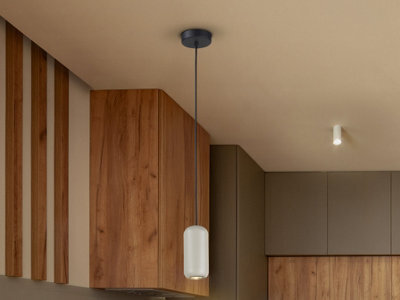 Luminosa Lighting Luminosa Nimes Slim Pendant Ceiling Light Black, Grey 1Xgu10 - Uk Stock - image 1