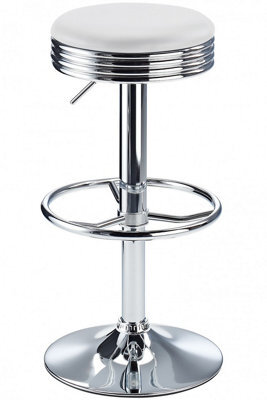 Calif Adjustable Bar Stool In White