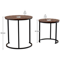 Lassic Vida Designs Brooklyn Nest Of 2 Round Tables, Dark Wood - thumbnail 3