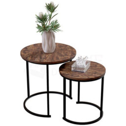 Lassic Vida Designs Brooklyn Nest Of 2 Round Tables, Dark Wood - thumbnail 1