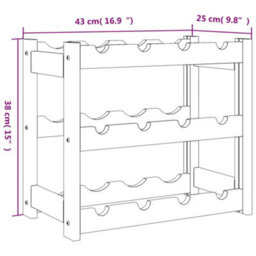 Vidaxl Wine Rack For 12 Bottles Brown Solid Wood Pine - thumbnail 3