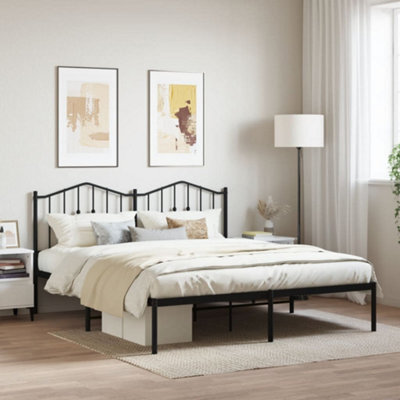 Berkfield Metal Bed Frame Without Mattress With Headboard Black 160X200Cm - image 1