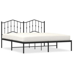 Berkfield Metal Bed Frame Without Mattress With Headboard Black 160X200Cm - thumbnail 2