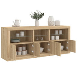 Berkfield Sideboard With Led Lights Sonoma Oak 162X37X67 Cm - thumbnail 4