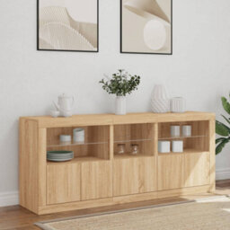 Berkfield Sideboard With Led Lights Sonoma Oak 162X37X67 Cm - thumbnail 3