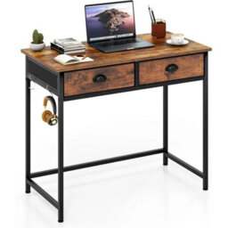 Computer Desk, Wooden Pc Laptop Table Writing Workstation With 2 Drawers - thumbnail 1