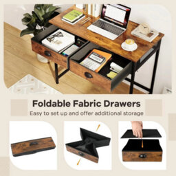 Computer Desk, Wooden Pc Laptop Table Writing Workstation With 2 Drawers - thumbnail 4