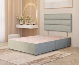 Somnior Beds Somnior Chambery Linen Fabric 2Ft6 Small Single Divan Bed Base With Upholstered Headboard Sage