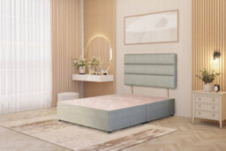 Somnior Beds Somnior Chambery Linen Fabric 2Ft6 Small Single Divan Bed Base With Upholstered Headboard Sage - thumbnail 3