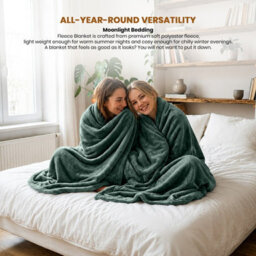 Moonlight Bedding Fleece Blanket Soft Throw Lightweight All Season Sofa, Bed & Travel Blanket Super King (Emerald, 230X270Cm) - thumbnail 3