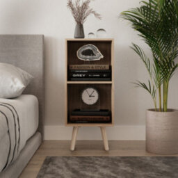 Urbn-Living Urbnliving 53Cm Height 2 Tier Oak Wooden Storage Cube Bookcase Scandinavian Style Pine Legs - thumbnail 3