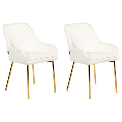 Beliani Set Of 2 Dining Chairs Loverna Velvet Off-White - image 1