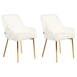 Beliani Set Of 2 Dining Chairs Loverna Velvet Off-White