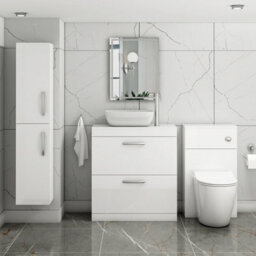 Royal Bathrooms 800mm Floor Standing Vanity Unit 2 Drawer Gloss White & Countertop Basin - Elva - thumbnail 2