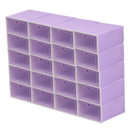 20 Pack Stackable Plastic Foldable Shoe Storage Boxes - thumbnail 1