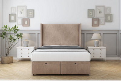 "Sloomy Devonshire Mink Naples Ottoman Bed With Mattress With 54"" Wingback Headboard 2'6 Small Single" - image 1