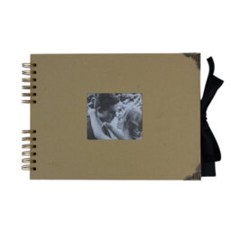 Woodside Home Living Metal Corner Scrap Book Style Photo Album 29Cm X 21.5Cm - Brown