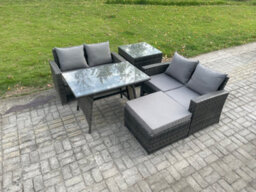 Fimous Garden Furniture Sets 5 Pieces Wicker Rattan Furniture Manual Wicker Patio Sofa Patio Conversation Set With Side Table - thumbnail 2
