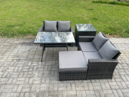 Fimous Garden Furniture Sets 5 Pieces Wicker Rattan Furniture Manual Wicker Patio Sofa Patio Conversation Set With Side Table - thumbnail 1