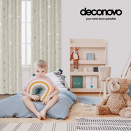 Deconovo Thermal Insulated Silver Star Foil Printed Super Soft Blackout Eyelet Curtains, W52 X L72 Inch, Light Beige, 2 Panels - thumbnail 5