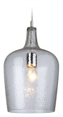 Luminosa Lighting Luminosa Glass 1 Light Dome Ceiling Pendant Chrome, Clear Glass, E27