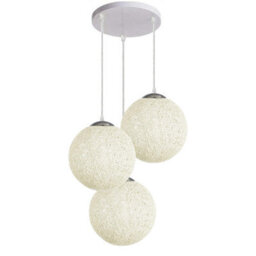 Ledsone Modern 3 Way Decorative Vine Ball Rattan Shade Chandelier Three Head Ceiling Pendant Light Home Decor White - thumbnail 6