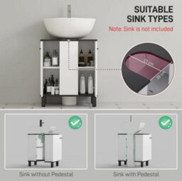 Bathroom Under Sink Cabinet With Adjustable Shelf High Gloss White - thumbnail 4