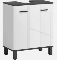 Bathroom Under Sink Cabinet With Adjustable Shelf High Gloss White