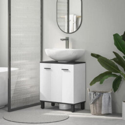 Bathroom Under Sink Cabinet With Adjustable Shelf High Gloss White - thumbnail 2