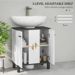 Bathroom Under Sink Cabinet With Adjustable Shelf High Gloss White - thumbnail 5