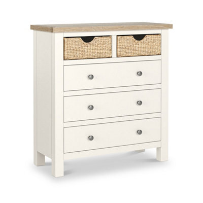 Farro Basket Coconut White 2 Over 3 Chest Of Drawers - Fully Assembled - By Roseland Furniture - image 1