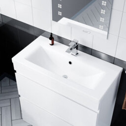 Nes Home 800 Freestanding Gloss White Basin Vanity Sink 2 Drawers - thumbnail 3