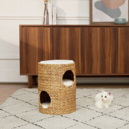 Teamson Pets Indoor 3-Tier Wicker Scratch Tower Tree & Cat Bed Condo House With Three Removable Washable Cushions, Tan/cream - thumbnail 3