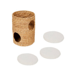 Teamson Pets Indoor 3-Tier Wicker Scratch Tower Tree & Cat Bed Condo House With Three Removable Washable Cushions, Tan/cream - thumbnail 6