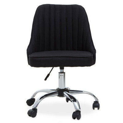 Orsina Ergonomic Black Fabric Home Office Chair, Comfortable Design Work From Home Chair, Movable Chair For Bedroom - image 1