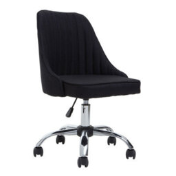 Orsina Ergonomic Black Fabric Home Office Chair, Comfortable Design Work From Home Chair, Movable Chair For Bedroom - thumbnail 2