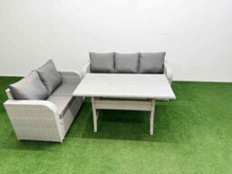 Fimous 5 Seater Pe Rattan Wicker Garden Furniture Conservatory Sofa Set Rectangular Dining Table 3 Seater Sofa Love Sofa - thumbnail 1