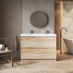 Plum&clay Eden Light Oak Floor Standing Vanity Unit With Ceramic Basin (W)1200mm